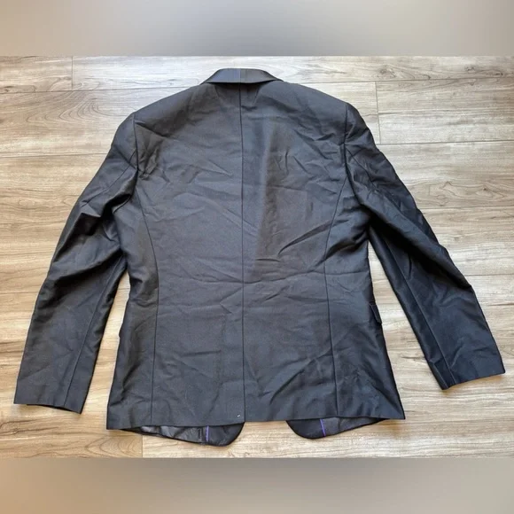 Men’s 3 piece Black Tux Retro Shawl Tuxedo Size 42R 1 button coat Size 36 pants